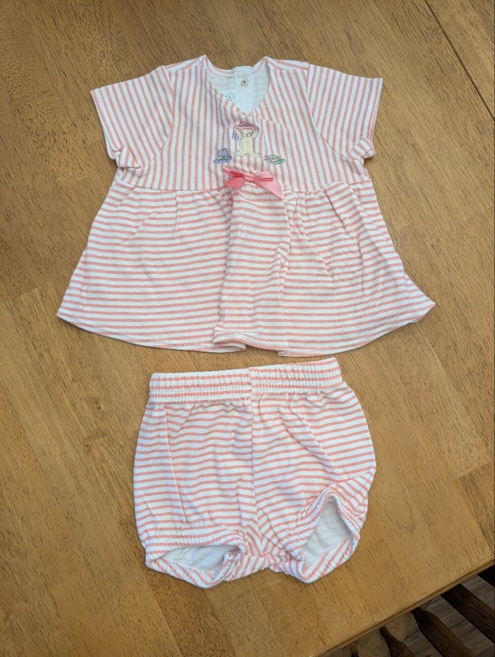 Vintage Carter's Pink and White Striped Baby Dress & Bloomer Set 3-6 Months